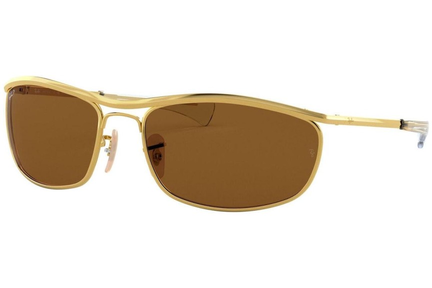 Okulary przeciwsłoneczne Ray-Ban Olympian I Deluxe RB3119M 001/57 Polarized Prostokątne Złote