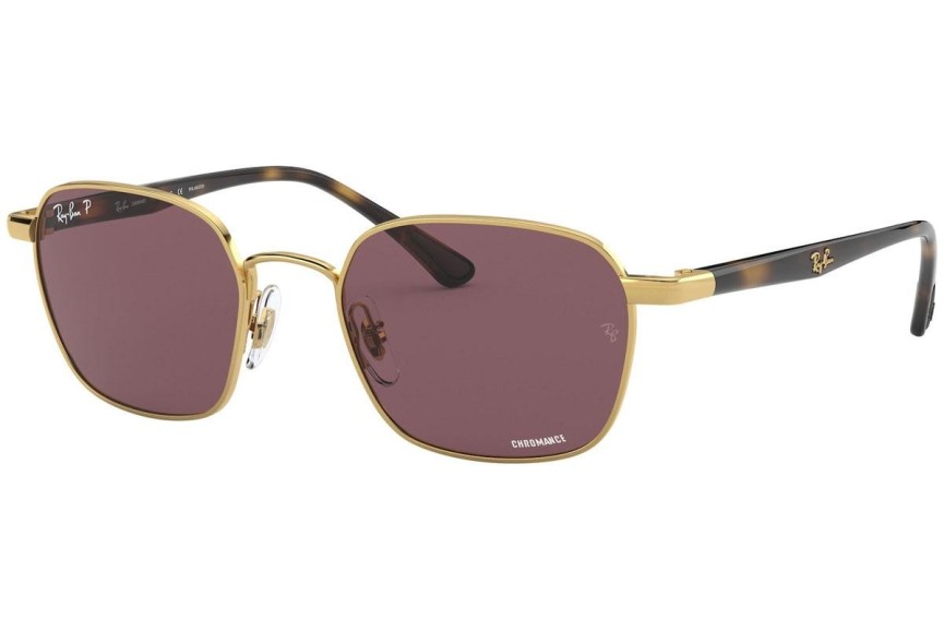 Okulary przeciwsłoneczne Ray-Ban RB3664CH 001/BC Polarized Kwadratowe Złote