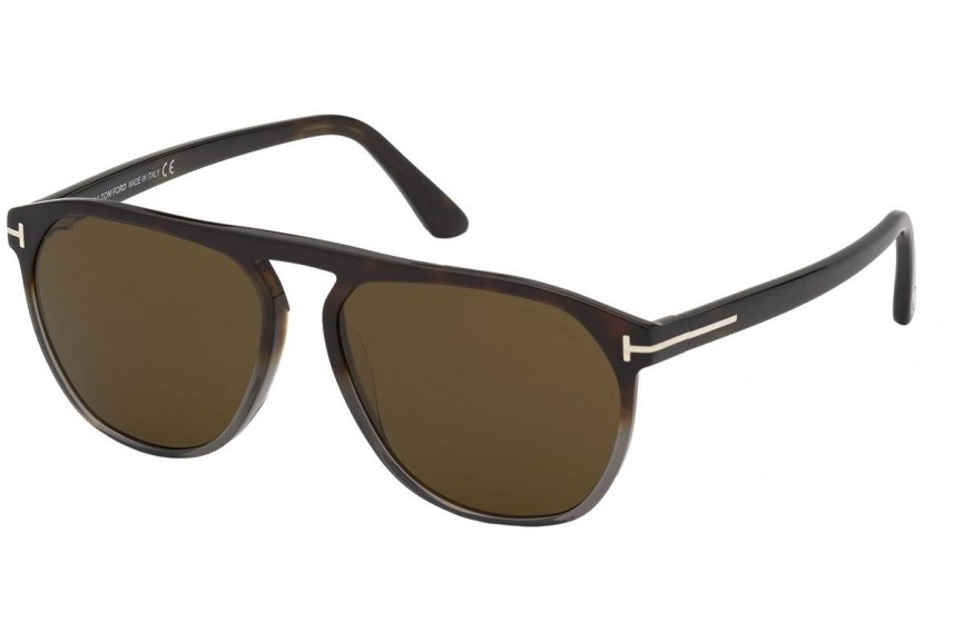 Okulary przeciwsłoneczne Tom Ford FT0835 55J Okrągłe Brązowe