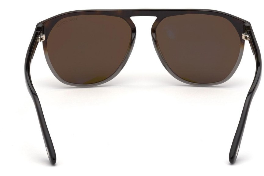 Okulary przeciwsłoneczne Tom Ford FT0835 55J Okrągłe Brązowe