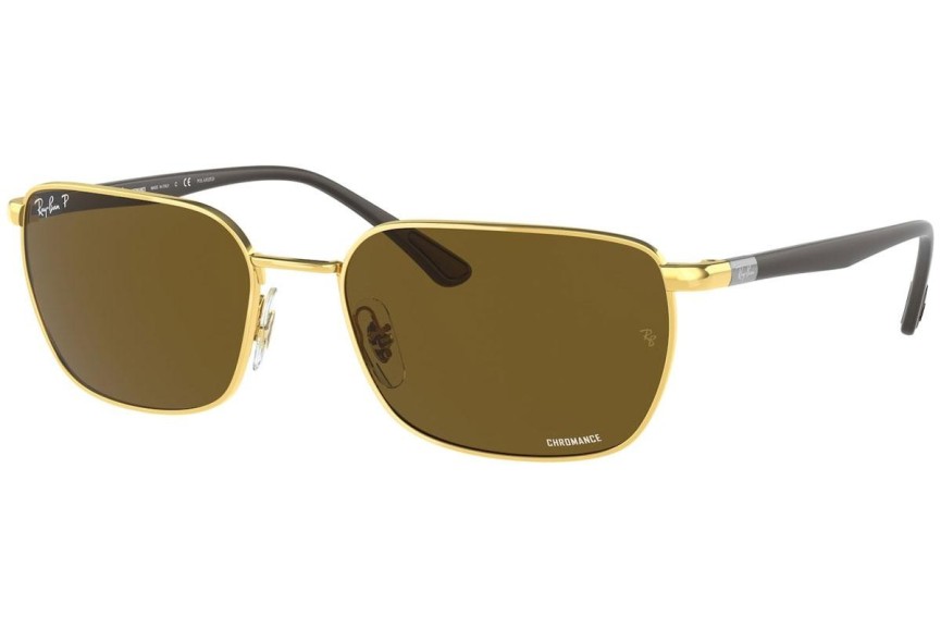 Okulary przeciwsłoneczne Ray-Ban Chromance Collection RB3684CH 001/AN Polarized Prostokątne Złote