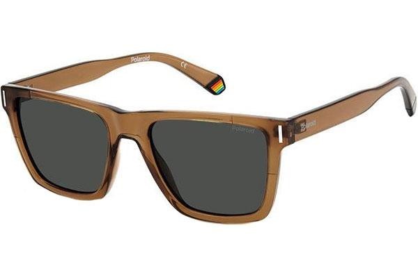 Okulary przeciwsłoneczne Polaroid PLD6176/S 10A/M9 Polarized Kwadratowe Brązowe