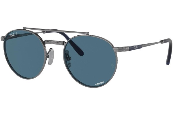 Okulary przeciwsłoneczne Ray-Ban Round II Titanium Chromance Collection RB8237 3142S2 Polarized Okrągłe Szare
