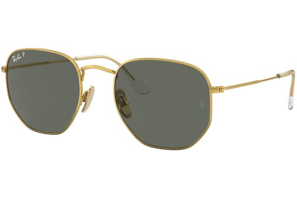 Okulary przeciwsłoneczne Ray-Ban Hexagonal Titanium Collection RB8148 921658 Polarized Okrągłe Złote