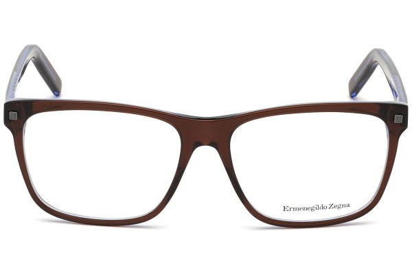 Okulary korekcyjne Zegna EZ5170 048 Kwadratowe Brązowe