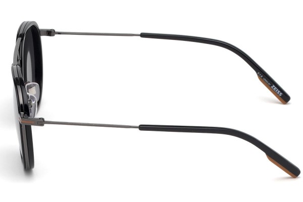 Okulary przeciwsłoneczne Zegna EZ0127 01D Polarized Okrągłe Czarne
