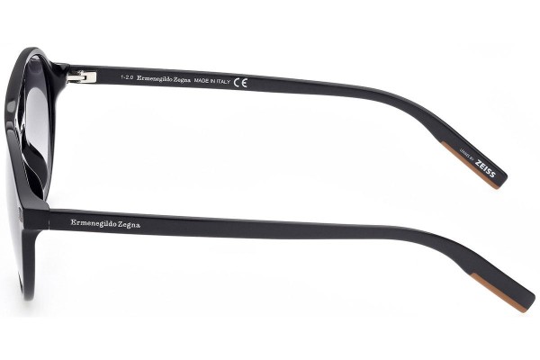 Okulary przeciwsłoneczne Zegna EZ0180 01B Okrągłe Czarne