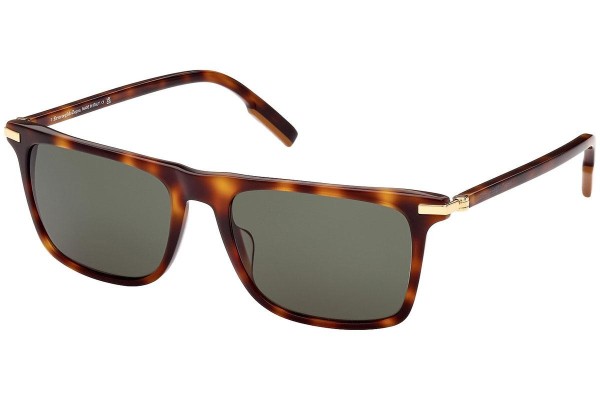 Sunglasses Zegna EZ0204 52N Kwadratowe Havana