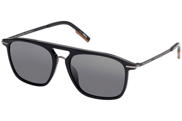 Okulary przeciwsłoneczne Zegna EZ0183 01C Kwadratowe Czarne