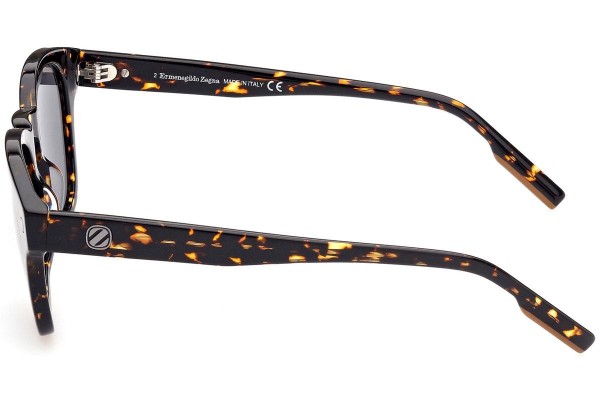 Okulary przeciwsłoneczne Zegna EZ0195 55A Okrągłe Havana