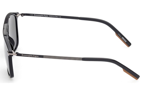 Okulary przeciwsłoneczne Zegna EZ0183 01C Kwadratowe Czarne