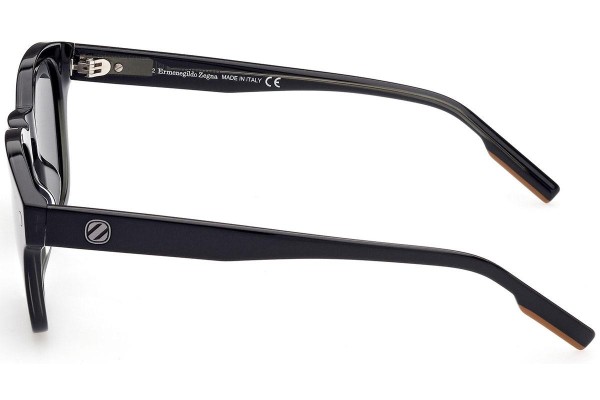 Okulary przeciwsłoneczne Zegna EZ0195 05N Okrągłe Czarne