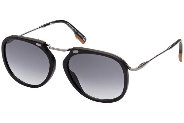 Okulary przeciwsłoneczne Zegna EZ0164 02B Pilotki (Aviator) Czarne