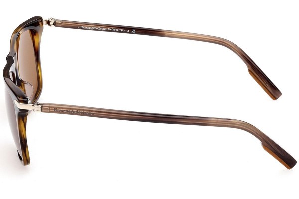 Okulary przeciwsłoneczne Zegna EZ0204 52E Kwadratowe Havana