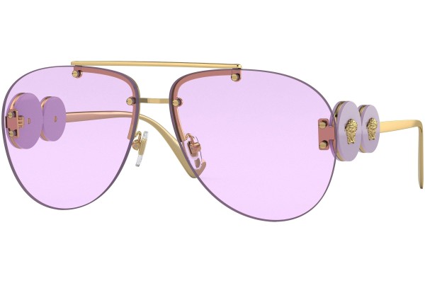 Okulary przeciwsłoneczne Versace Double Medusa Aviator VE2250 14871A Pilotki (Aviator) Złote