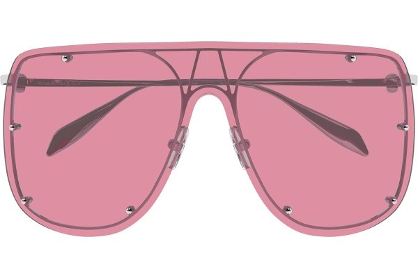 Okulary przeciwsłoneczne Alexander McQueen AM0313S 003 Pojedyncze | Shield Srebrne