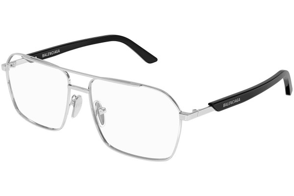 Okulary korekcyjne Balenciaga BB0248O 001 Pilotki (Aviator) Srebrne