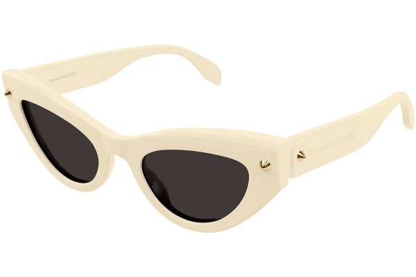 Okulary przeciwsłoneczne Alexander McQueen AM0407S 003 Kocie oczy Beżowe