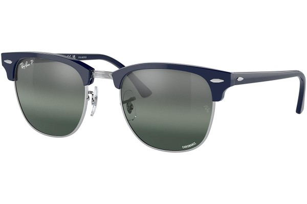 Okulary przeciwsłoneczne Ray-Ban Clubmaster Chromance Collection RB3016 1366G6 Polarized Browline Niebieskie