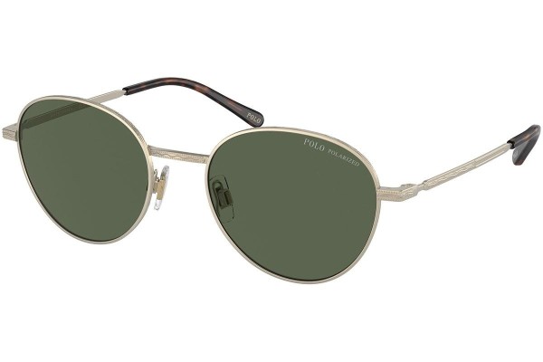Okulary przeciwsłoneczne Polo Ralph Lauren PH3144 92119A Polarized Owalne Złote
