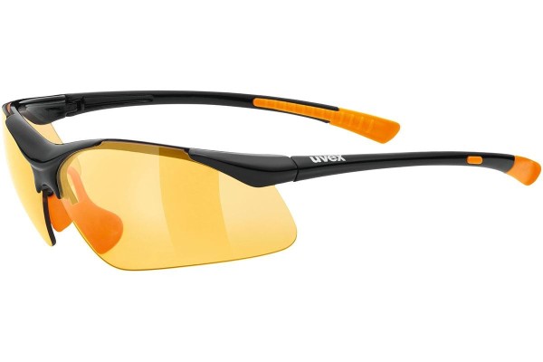 Okulary przeciwsłoneczne uvex sportstyle 223 Black / Orange S3 Prostokątne Czarne