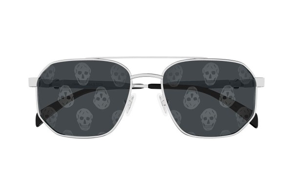 Okulary przeciwsłoneczne Alexander McQueen AM0458S 004 Pilotki (Aviator) Srebrne