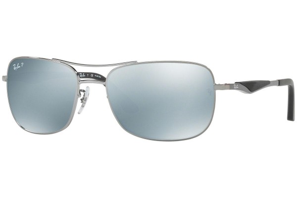 Okulary przeciwsłoneczne Ray-Ban RB3515 004/Y4 Polarized Pilotki (Aviator) Srebrne