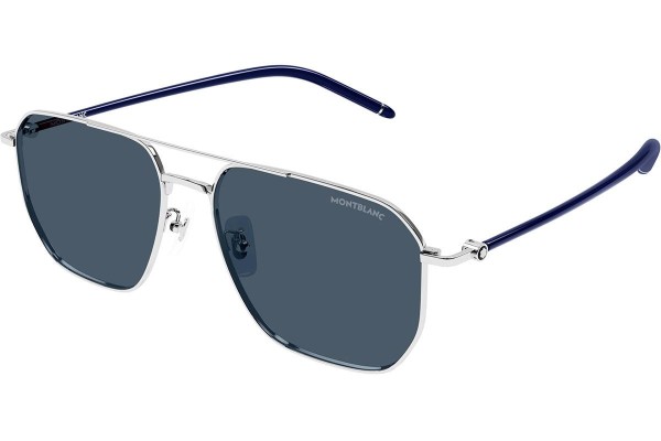 Okulary przeciwsłoneczne Mont Blanc MB0367SA 004 Kwadratowe Srebrne