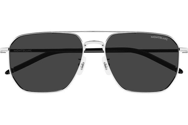 Okulary przeciwsłoneczne Mont Blanc MB0367SA 002 Kwadratowe Srebrne