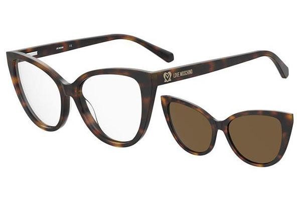 Okulary korekcyjne Love Moschino MOL066/CS 05L/70 Kocie oczy Havana
