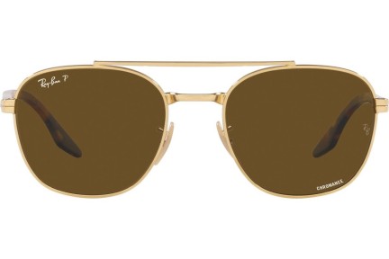 Okulary przeciwsłoneczne Ray-Ban Chromance Collection RB3688 001/AN Polarized Kwadratowe Złote