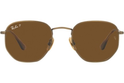 Okulary przeciwsłoneczne Ray-Ban Hexagonal Titanium Collection RB8148 920757 Polarized Okrągłe Złote