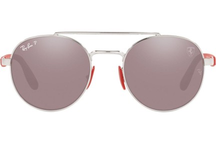 Okulary przeciwsłoneczne Ray-Ban Scuderia Ferrari Collection RB3696M F007H2 Polarized Okrągłe Srebrne