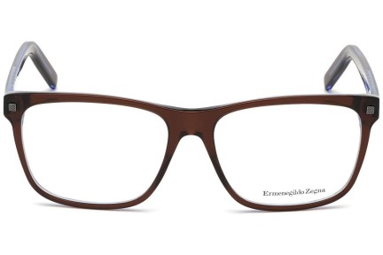 Okulary korekcyjne Zegna EZ5170 048 Kwadratowe Brązowe