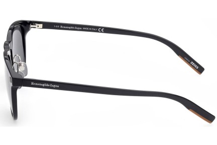 Okulary przeciwsłoneczne Zegna EZ0182 01A Kwadratowe Czarne