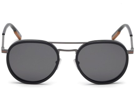 Okulary przeciwsłoneczne Zegna EZ0127 01D Polarized Okrągłe Czarne