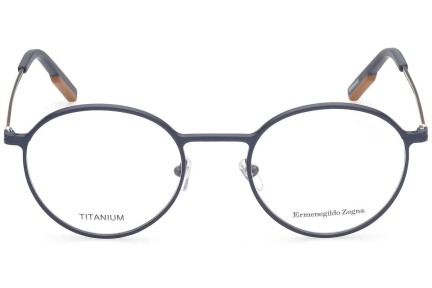 Okulary korekcyjne Zegna EZ5195 091 Okrągłe Niebieskie