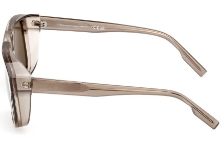 Okulary przeciwsłoneczne Zegna EZ0209 50E Kwadratowe Beżowe