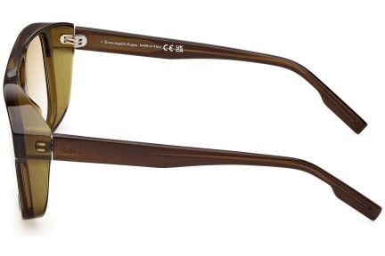 Okulary przeciwsłoneczne Zegna EZ0209 47F Kwadratowe Brązowe