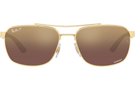 Okulary przeciwsłoneczne Ray-Ban Chromance Collection RB3701 001/6B Polarized Prostokątne Złote