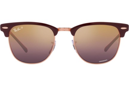Okulary przeciwsłoneczne Ray-Ban Clubmaster Metal Chromance Collection RB3716 9253G9 Polarized Browline Czerwone