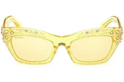 Okulary przeciwsłoneczne Swarovski SK0380 39J Kocie oczy Żółte