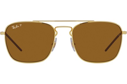Okulary przeciwsłoneczne Ray-Ban RB3588 925083 Polarized Kwadratowe Złote