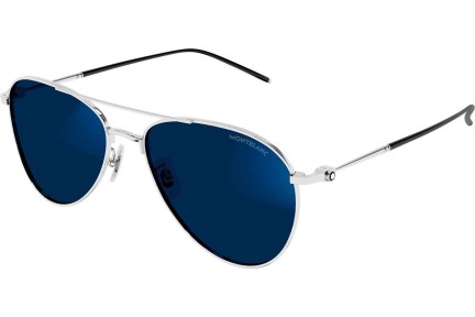 Okulary przeciwsłoneczne Mont Blanc MB0128S 009 blue-light [non-prescription] Pilotki (Aviator) Srebrne