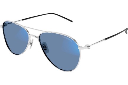 Okulary przeciwsłoneczne Mont Blanc MB0128S 009 blue-light [non-prescription] Pilotki (Aviator) Srebrne