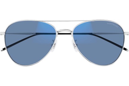 Okulary przeciwsłoneczne Mont Blanc MB0128S 009 blue-light [non-prescription] Pilotki (Aviator) Srebrne