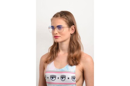 Okulary korekcyjne Chiara Ferragni CF1010/BB HOT/K6 blue-light [non-prescription] Kwadratowe Złote
