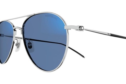 Okulary przeciwsłoneczne Mont Blanc MB0128S 009 blue-light [non-prescription] Pilotki (Aviator) Srebrne
