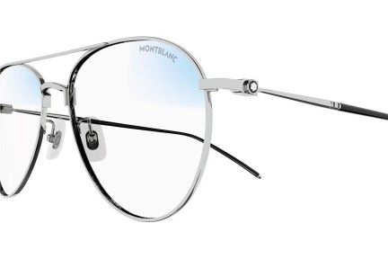 Okulary przeciwsłoneczne Mont Blanc MB0128S 009 blue-light [non-prescription] Pilotki (Aviator) Srebrne