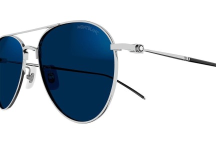 Okulary przeciwsłoneczne Mont Blanc MB0128S 009 blue-light [non-prescription] Pilotki (Aviator) Srebrne